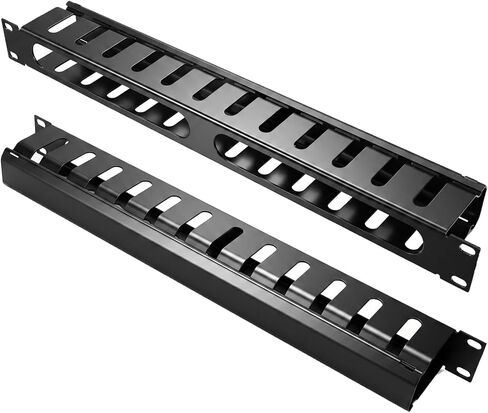 LIYVZ 1U Cable Manager 12 Metal Finger Duct Horizontal Rack Mount - 19 Inch Server Rack Cable Management with Cover for Sever Cabinet in Saudi Arabia