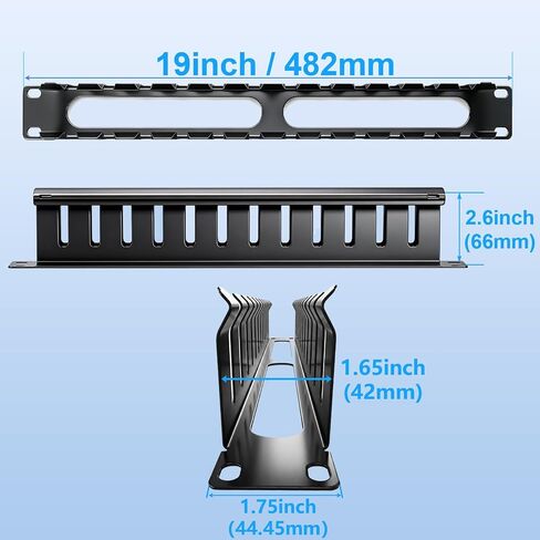 LIYVZ 1U Cable Manager 12 Metal Finger Duct Horizontal Rack Mount - 19 Inch Server Rack Cable Management with Cover for Sever Cabinet in Saudi Arabia
