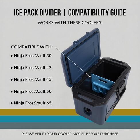 Ice Pack Divider for Ninja FrostVault Coolers - Fits 30, 42, 45, 50, 65 Qt. FrostVault Ice Chests - Freezable Cooler Divider in Kuwait