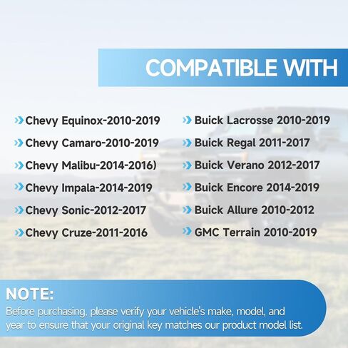 2 Pcs Key Fob Replacement fits for Chevy Equinox Camaro 10-19 Malibu 14-16 Impala 14-19 Sonic 12-17 Cruze 11-16 Terrain 10-19 Buick Lacrosse Regal Verano Encore Allure Car Keyless Entry YG0G21TB2 in Kuwait