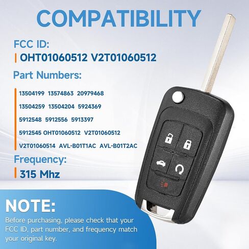 2 Pcs Key Fob Replacement fits for Chevy Equinox Camaro 10-19 Malibu 14-16 Impala 14-19 Sonic 12-17 Cruze 11-16 Terrain 10-19 Buick Lacrosse Regal Verano Encore Allure Car Keyless Entry YG0G21TB2 in Kuwait