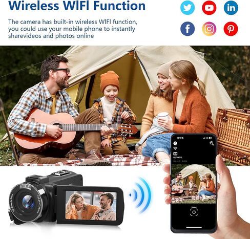 Video Camera 6K 64MP UHD WiFi Vlogging Cameras for YouTube with 32GB Card in Kuwait