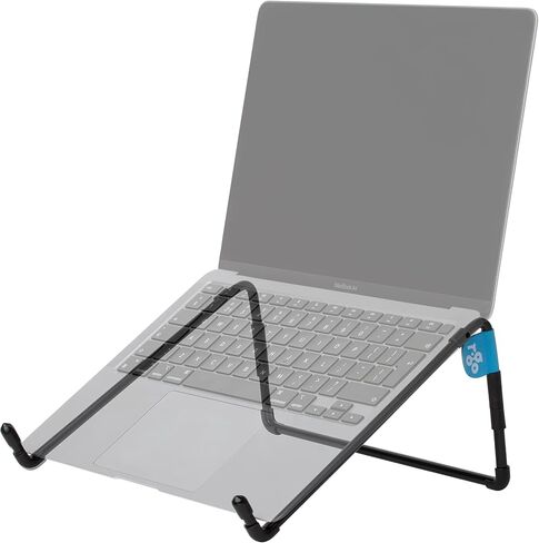 R-Go Steel Travel Laptop Stand - Portable Steel Laptop Holder, Ventilated Notebook Stand for MacBook Pro Air, Lenovo, Dell, HP, 10-22" Laptops/Tablets - Black in Kuwait