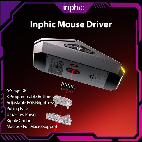 INPHIC Cyber Wireless Gaming Mouse, Tri-Mode 12000 DPI in Saudi Arabia