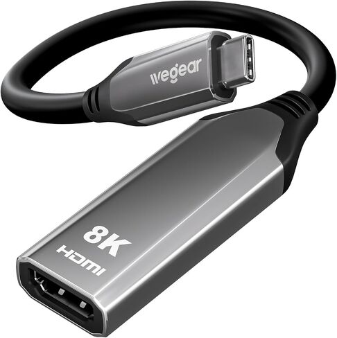 wegear USB C to HDMI Adapter 8K@60Hz, Type C to HDMI Converter 4K@144Hz [Thunderbolt 3/4 Compatible] - Supports 48Gbps, HDR10, Dolby Vision, Adapter for iPhone 16/15, S23, Laptops, Tablets in Kuwait