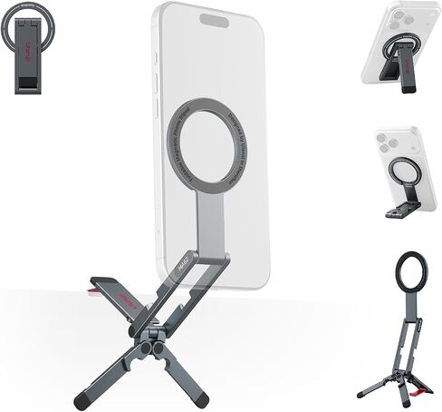 Ulanzi MA62 Magnetic Phone Tripod for MagSafe, Aluminum Pocket Tripod with Hidden Hook & 1/4" Screw Hole, Foldable Magnetic Phone Stand for iPhone 17/16/15/14 Pro Max, Travel & Vlog Daily Essentials in Kuwait