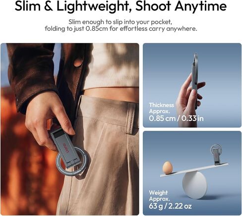 Ulanzi MA62 Magnetic Phone Tripod for MagSafe, Aluminum Pocket Tripod with Hidden Hook & 1/4" Screw Hole, Foldable Magnetic Phone Stand for iPhone 17/16/15/14 Pro Max, Travel & Vlog Daily Essentials in Kuwait