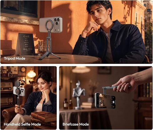 Ulanzi MA62 Magnetic Phone Tripod for MagSafe, Aluminum Pocket Tripod with Hidden Hook & 1/4" Screw Hole, Foldable Magnetic Phone Stand for iPhone 17/16/15/14 Pro Max, Travel & Vlog Daily Essentials in Kuwait