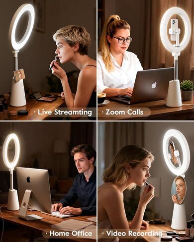 Ring Light for Makeup and Video Recording, 11" Desk Ring Light with 13.5" Stand & Phone Holders, Touch Control, Dimmable LED Selfie Light for Makeup, Video, Zoom Calls, Live Stream, YouTube&TikTok in Kuwait