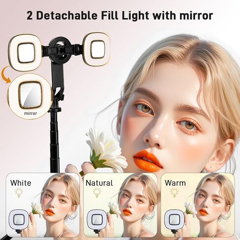 WOVTE Magnetic Selfie Stick Tripod with 2 LED Lights, 52" Tripod for iPhone with Rechargeable Remote, Portable Selfie Stick Compatible with iPhone 16/15/14/13/12 Series, Gopro and Cameras in Kuwait