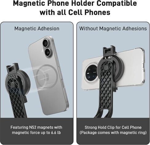 WOVTE Magnetic Selfie Stick Tripod with 2 LED Lights, 52" Tripod for iPhone with Rechargeable Remote, Portable Selfie Stick Compatible with iPhone 16/15/14/13/12 Series, Gopro and Cameras in Kuwait