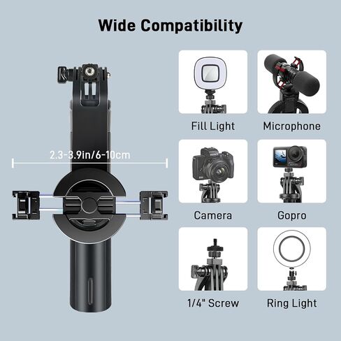 WOVTE Magnetic Selfie Stick Tripod with 2 LED Lights, 52" Tripod for iPhone with Rechargeable Remote, Portable Selfie Stick Compatible with iPhone 16/15/14/13/12 Series, Gopro and Cameras in Kuwait