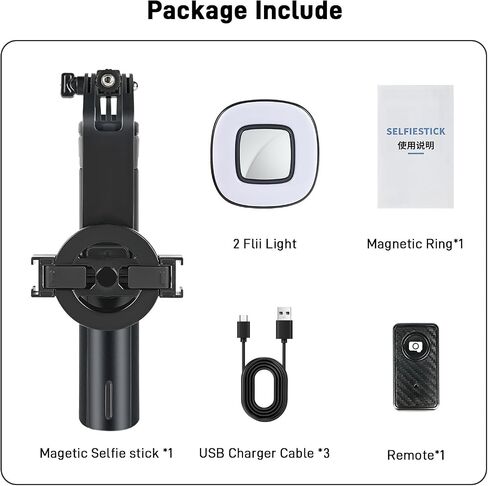 WOVTE Magnetic Selfie Stick Tripod with 2 LED Lights, 52" Tripod for iPhone with Rechargeable Remote, Portable Selfie Stick Compatible with iPhone 16/15/14/13/12 Series, Gopro and Cameras in Kuwait