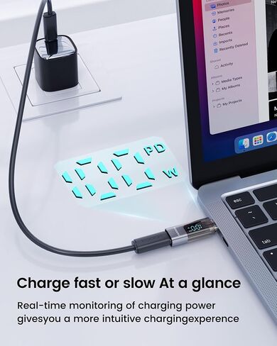 2Pack 100W USB C Female to Male Extension Adapter with LED Display for iPad Pro, iPhone 16, 15 Pro Max, MacBook Pro and All USB C Devices in Saudi Arabia