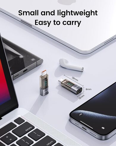 2Pack 100W USB C Female to Male Extension Adapter with LED Display for iPad Pro, iPhone 16, 15 Pro Max, MacBook Pro and All USB C Devices in Saudi Arabia