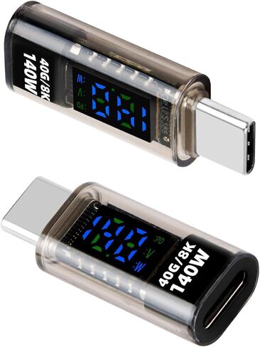 140W USB C Male to USB C Female Adapter,TYPE C Converter,40 GBps Data Transmission,with LED Display，Suitable for Laptops, Desktop Computers, Mobile Phones, Tablets, And Other Devices(2Pcak) in Kuwait