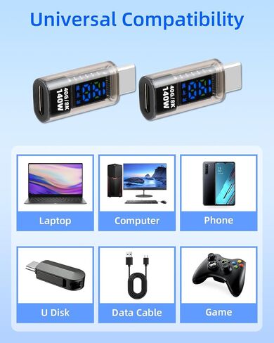 140W USB C Male to USB C Female Adapter,TYPE C Converter,40 GBps Data Transmission,with LED Display，Suitable for Laptops, Desktop Computers, Mobile Phones, Tablets, And Other Devices(2Pcak) in Kuwait