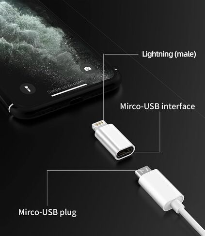 Micro USB Lightning Adapter (3 Pack) for Apple for iPhone 14 13 12 11 Pro Max 7 8 Plus X SE XS XR for iPad Air Mini Port Micro USB Female Male Converter Accessories Portable Travel Office Laptop Car in Kuwait