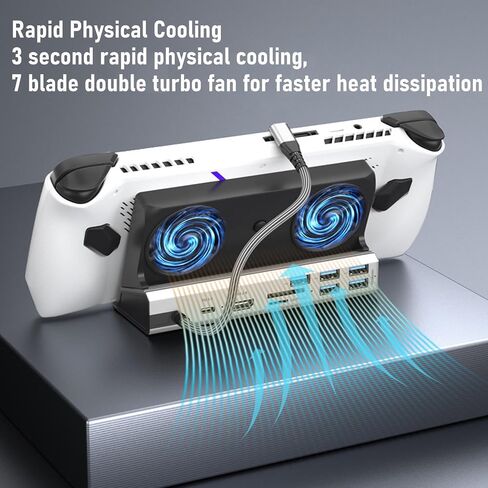 GOWENIC Game Console Docking Station for Legion Go S, 10 in 1 4K Double Cooling Fan PD Charging Game Console Base Docking Station, Docking Station Fans Steam, 100W PD Charging in Kuwait