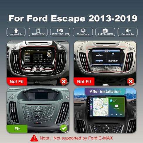 Upgraded Android 14 8 Core Car Radio Stereo for Ford Escape 2013-2019 4+32G in Kuwait