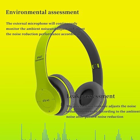 Hybrid Noise Cancelling Headphones, Wireless Bluetooth, Mic, Deep Bass, Soft Earpads, Fast Charging, Transparent Modes Green in Kuwait