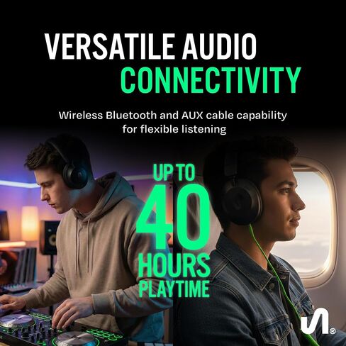 The Next Sound by Tiësto Noise Cancelling Headphones Wireless Bluetooth, MX41H Over Ear Headphones with Microphone, Hybrid ANC, 40H Playtime, Foldable Headset with AUX & Low Latency Gaming Mode in Kuwait