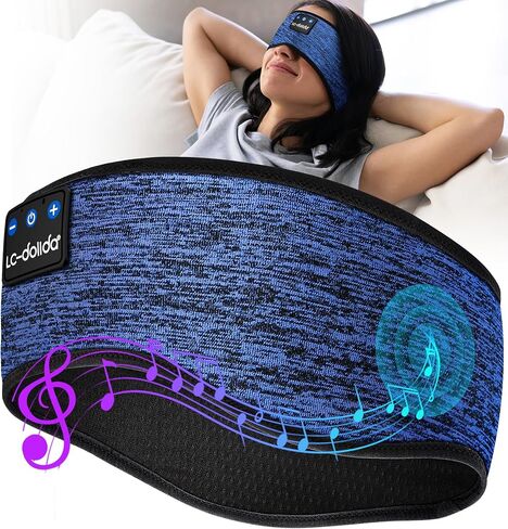 LC-dolida Sleep Headphones Wireless Bluetooth Headband Headphones for Sleeping Music Band Cozy Sleep Mask with Thin HD Stereo Speakers Perfect for Side Sleepers(Black New) in Kuwait