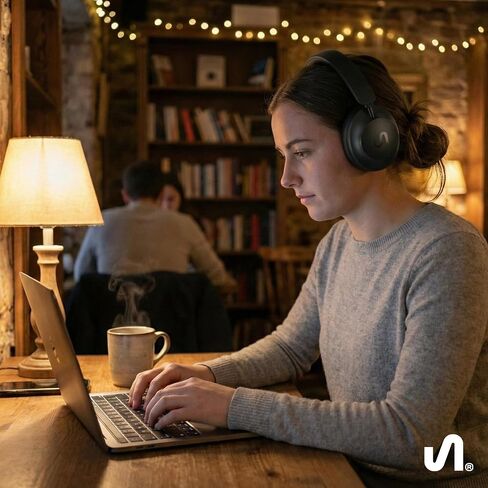 The Next Sound by Tiësto Noise Cancelling Headphones Wireless Bluetooth, MX41H Over Ear Headphones with Microphone, Hybrid ANC, 40H Playtime, Foldable Headset with AUX & Low Latency Gaming Mode in Kuwait
