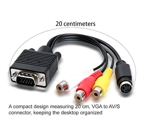 3RCA + S-Video VGA Adapter Cable,VGA to RCA Cable Compatible with PC Computer and TV(20 CM/8 inches) in Kuwait