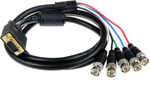 VGA to BNC Cable with 5BHC Plugs Splitter to RGBHV Male to Male Coaxial Cord for Connecting Monitors and HDTVs to RGBHV Adapter in Kuwait