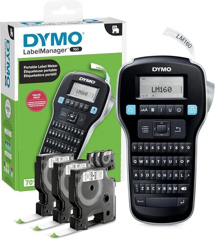 DYMO LabelManager 160 Label Maker Bundle with 3 D1 Label Cassettes, Portable Handheld, QWERTY Keyboard, One-Touch Smart Keys, Large Display, Home & Office Organization in Kuwait