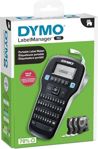 DYMO LabelManager 160 Label Maker Bundle with 3 D1 Label Cassettes, Portable Handheld, QWERTY Keyboard, One-Touch Smart Keys, Large Display, Home & Office Organization in Kuwait