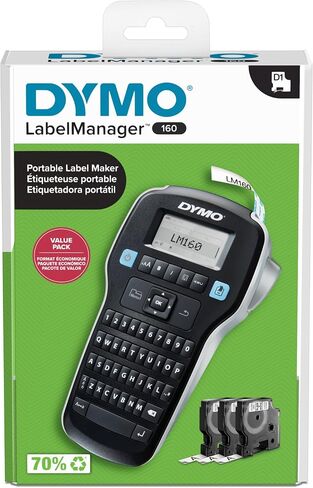 DYMO LabelManager 160 Label Maker Bundle with 3 D1 Label Cassettes, Portable Handheld, QWERTY Keyboard, One-Touch Smart Keys, Large Display, Home & Office Organization in Kuwait