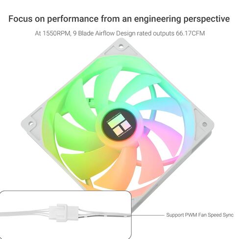 Thermalright TR TL-C12CW-S X5 CPU Cooling Fan Case Cooling Fan,Computer PWM Fan, 5V-3PIN Addressable ARGB Fan,12cm PC Cooler PWM Fan,5-Fan Pack Fan, White ARGB Ice CPU Fan(TL-C12CW-S X5) in Kuwait