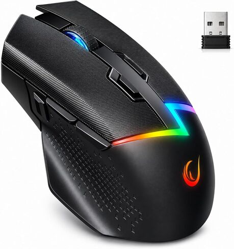 Rampage M3 Wireless Gaming Mouse. 10000 DPI, Tri Mode USB C, Bluetooth, 2.4GHz. 55 hr Battery Life RGB Mouse Designed for Mouse Gamers - Black. in Kuwait