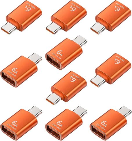 Xthrotsenk 10Pack USB C Female to USB Male Adapter, 10Gbps/120W USB-C to USBs Adapter USB-C Converter for Smartphone, PC, Keyboard, Orange in Saudi Arabia