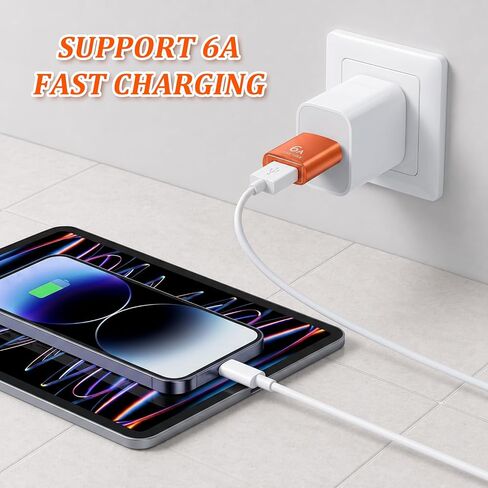 Xthrotsenk 10Pack USB C Female to USB Male Adapter, 10Gbps/120W USB-C to USBs Adapter USB-C Converter for Smartphone, PC, Keyboard, Orange in Saudi Arabia
