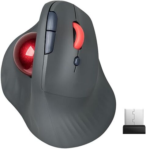 Dual Mode Wireless Vertical Computer Trackball Mouse, Ergonomic Bluetooth Thumb-Control Mouse with Quiet Clicks Ergonomic Design Adjustable CPI ,Built-in 500mAh Battery Rechargeable for PC/Mac/Laptop in Kuwait