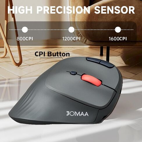 Dual Mode Wireless Vertical Computer Trackball Mouse, Ergonomic Bluetooth Thumb-Control Mouse with Quiet Clicks Ergonomic Design Adjustable CPI ,Built-in 500mAh Battery Rechargeable for PC/Mac/Laptop in Kuwait