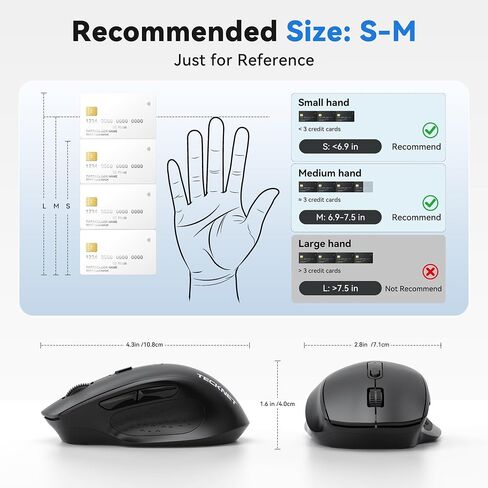 TECKNET Wireless Mouse for Laptop, Dual-Mode Bluetooth Wireless Mouse in Kuwait