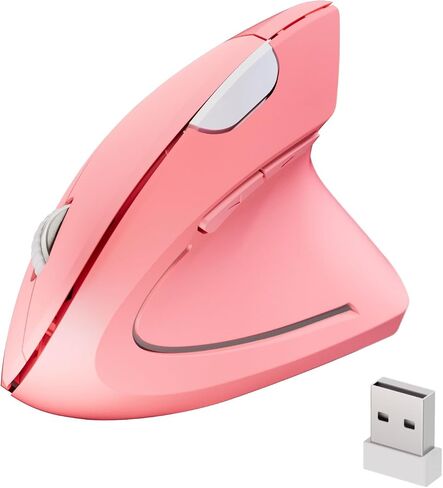 Wireless Ergonomic Mouse,2.4G USB Wireless Vertical Mouse,Adjustable DPI(800/1200/1600),Quiet Clicks,6 Buttons for Laptop,PC,Mac,Desktop – Pink in Kuwait