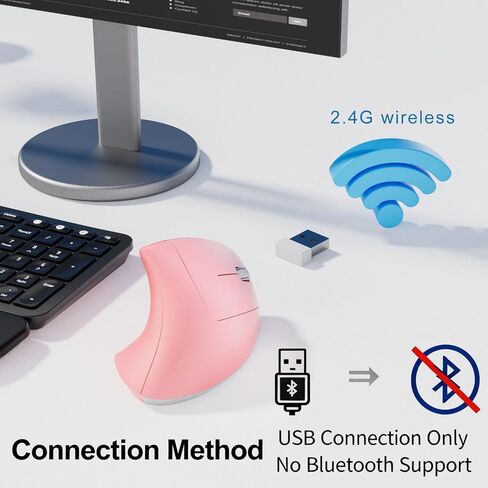 Wireless Ergonomic Mouse,2.4G USB Wireless Vertical Mouse,Adjustable DPI(800/1200/1600),Quiet Clicks,6 Buttons for Laptop,PC,Mac,Desktop – Pink in Kuwait