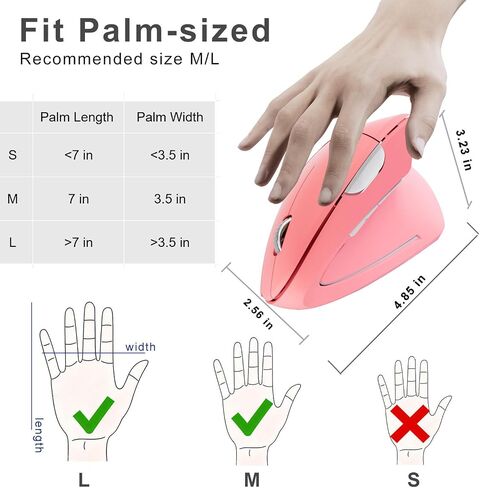 Wireless Ergonomic Mouse,2.4G USB Wireless Vertical Mouse,Adjustable DPI(800/1200/1600),Quiet Clicks,6 Buttons for Laptop,PC,Mac,Desktop – Pink in Kuwait