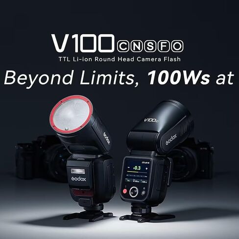 Godox V100-N Camera Flash for Nikon,100Ws TTL Round Head Speedlite,400-Full-Power-Flashes,1.7s Recycle Time,Touch Screen 2.4G Wireless X System for Nikon D800/D750/D700/D610/D500/D200/D300S/D5/D4 etc in Kuwait