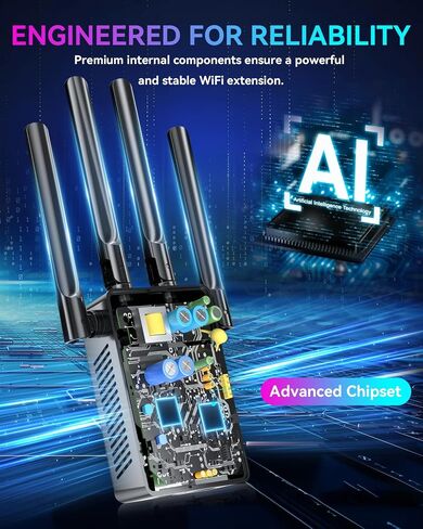 2026 WiFi Extender Signal Booster, Wireless Internet Repeater, Covers Up to 18000 Sq.Ft & 68 Devices, Mesh WiFi Range Extender with Ethernet Port, 15X Faster Speed Access Point for Home in Kuwait