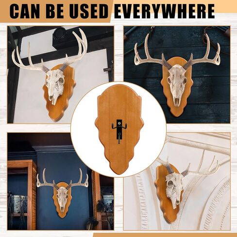 AceOrbit 3 Pcs Deer Skull Mount Plate Plaques Wood European Deer Head Mount Plaque European Mounting Skull Hanger Plate with Mounting Hardware(Natural Wood Color,14.17 x 7.48 x 0.59 Inches,Modern) in Kuwait