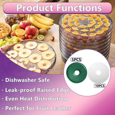 5 Pcs Green Silicone Fruit Leather Sheets Compatible with Cosori CFD-N051-W in Kuwait