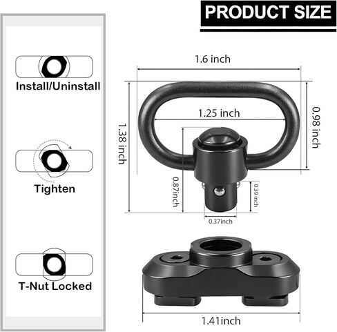 Two Point and Traditional Sling Swivel Mount Picatinny Rail Mount with 1.25" Push Button QD Sling Swivels 2Pack in Kuwait