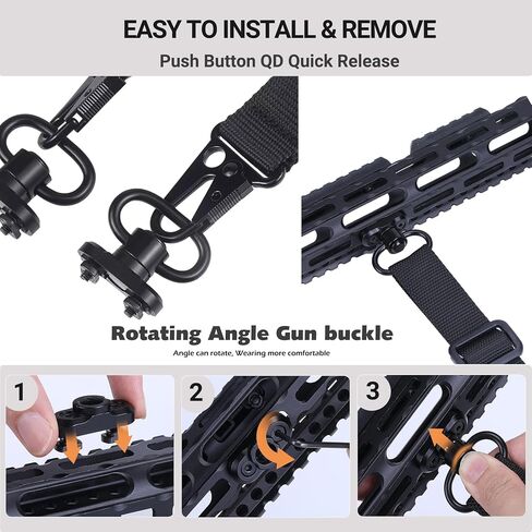 Two Point and Traditional Sling Swivel Mount Picatinny Rail Mount with 1.25" Push Button QD Sling Swivels 2Pack in Kuwait