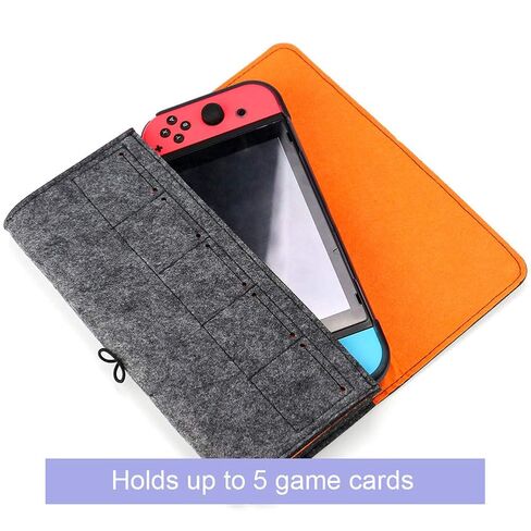 Carrying Case for Nintendo Switch Lite, Portable Travel Carry Bag Ultra Slim Professional Protective Felt Pouch for Nintendo Switch Lite 2019 with 5 Game Cartridges Holders -Grey in Kuwait